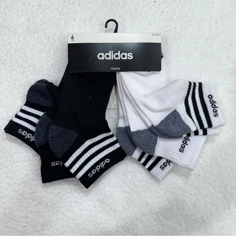 Adidas Youth Black and White Athletic Socks